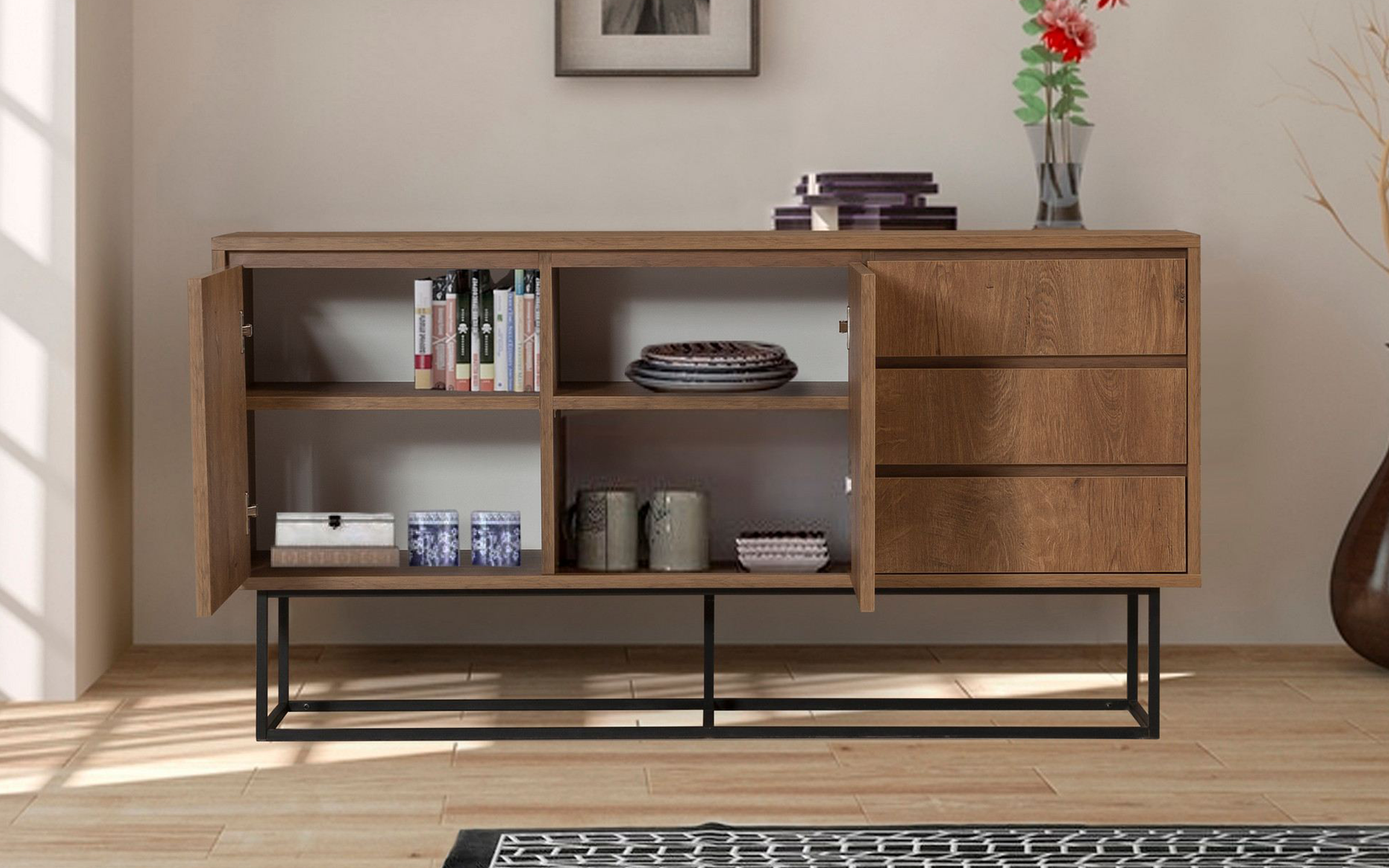 Modul TV Ruba, nuc + negru  2